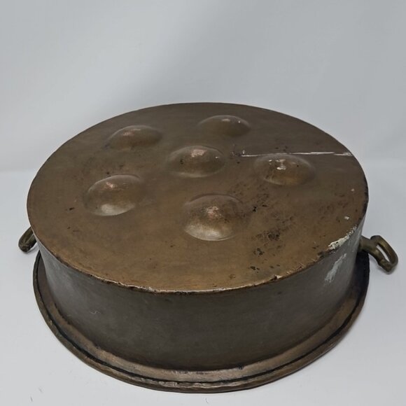 Antique Hand Hammered Copper Abskelivar Pan Egg Escargot Pancakes 18th C X Large - Picture 1 of 10